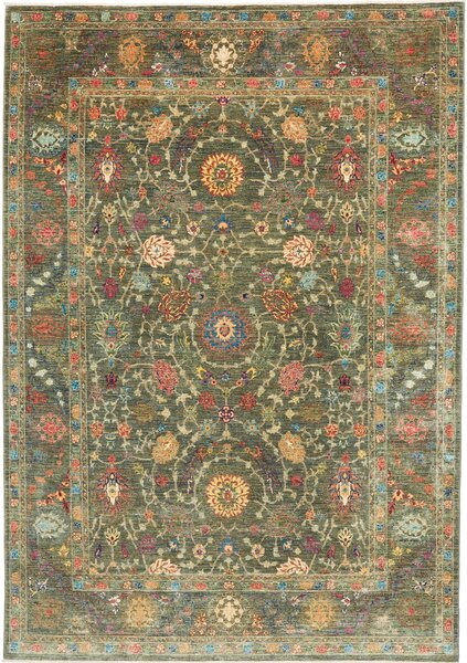 Tappeto Shahi Fine Pakistan Floreale Verde Policromo 206x297 Cm