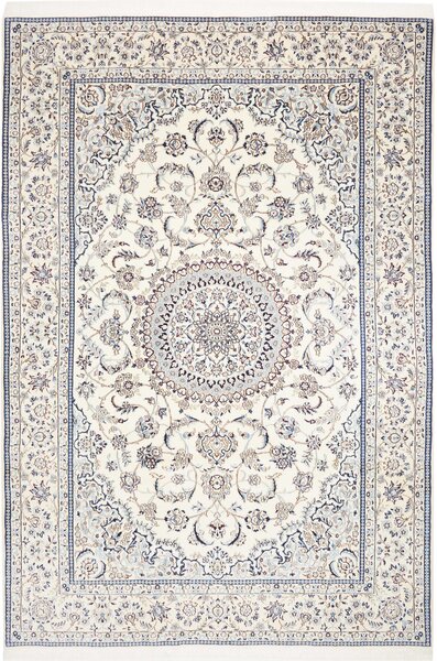 Tappeto Nain 9la Persia Medaglione Crema Blu 194x297 Cm