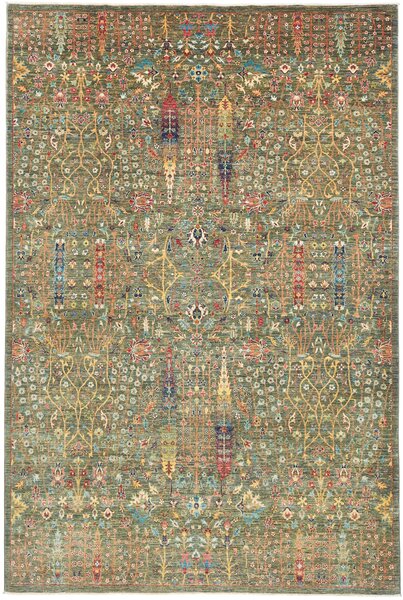 Tappeto Shahi Fine Pakistan Astratto Verde Multicolore 205x307 Cm