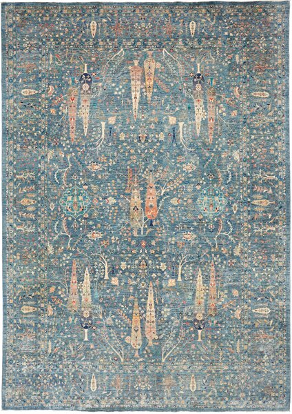 Tappeto Shahi Fine Pakistan Astratto Blu Petrolio Pesca 302x434 Cm