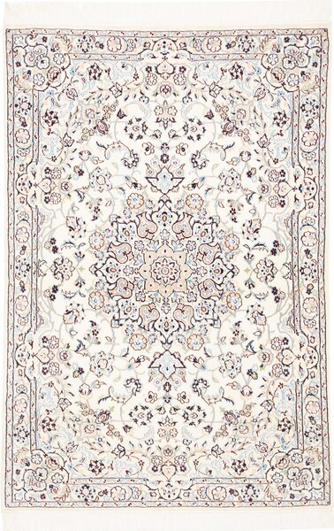 Tappeto Nain 9la Persia Medaglione Avorio Azzurro 104x153 Cm