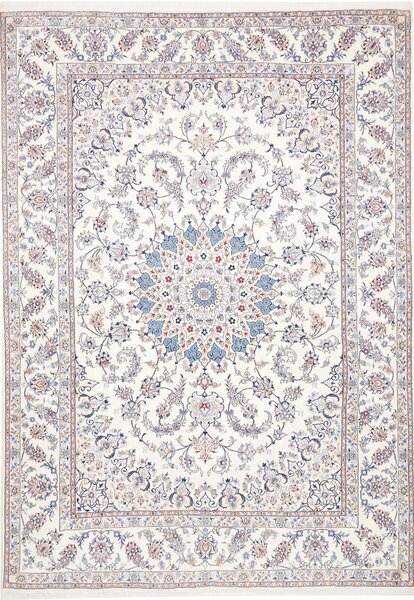 Tappeto Nain Kashmar Persia Medaglione Avorio Blu 253x354 Cm
