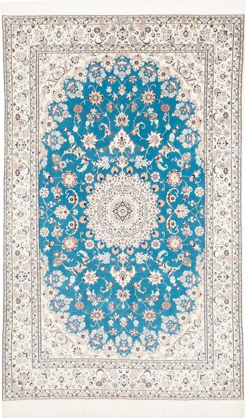 Tappeto Nain 6la Persia Medaglione Turchese Crema 134x216 Cm