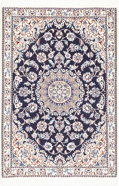 Tappeto Nain 9la Persia Medaglione Blu Crema 80x117 Cm