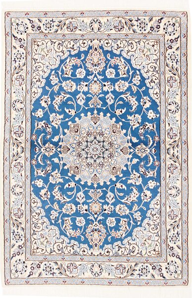 Tappeto Nain 9la Persia Medaglione Blu Crema 104x155 Cm