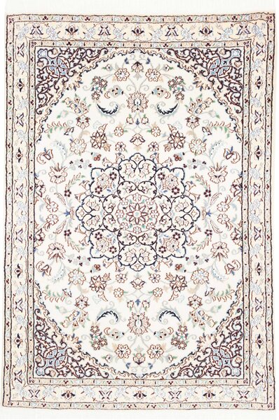 Tappeto Nain 9la Persia Medaglione Crema Blu 102x146 Cm