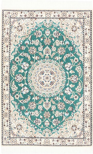 Tappeto Nain 9la Persia Medaglione Turchese Avorio 80x122 Cm