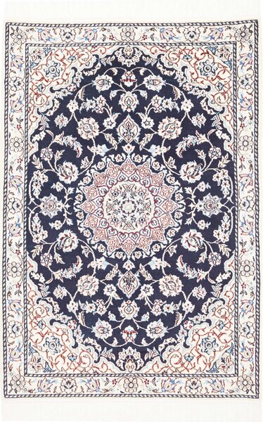 Tappeto Nain 9la Persia Medaglione Blu Notte Avorio 81x120 Cm