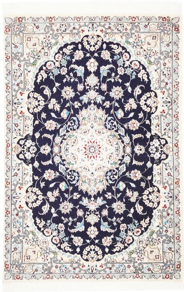 Tappeto Nain 6la Persia Medaglione Blu Scuro Avorio 81x120 Cm