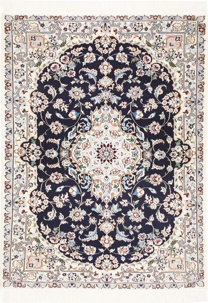 Tappeto Nain 6la Persia Medaglione Blu Crema 95x127 Cm