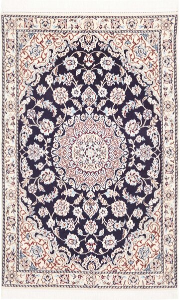 Tappeto Nain 9la Persia Medaglione Blu Scuro Crema 82x130 Cm