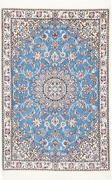Tappeto Nain 9la Persia Medaglione Azzurro Crema 79x118 Cm