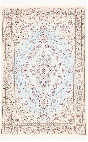 Tappeto Nain 6la Persia Medaglione Azzurro Crema 81x122 Cm