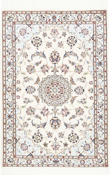 Tappeto Nain 6la Persia Medaglione Crema Azzurro 81x118 Cm