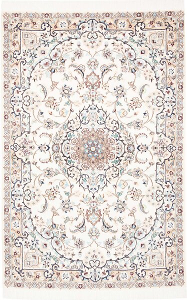 Tappeto Nain 9la Persia Medaglione Avorio Blu 102x162 Cm
