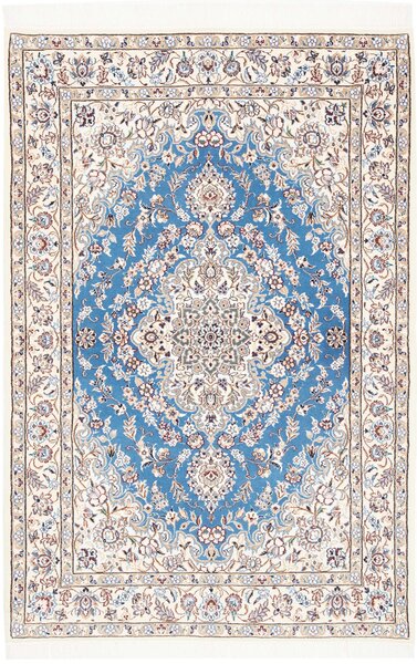 Tappeto Nain 9la Persia Medaglione Azzurro Crema 108x166 Cm