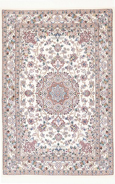 Tappeto Nain 9la Persia Medaglione Crema Rosa 102x152 Cm