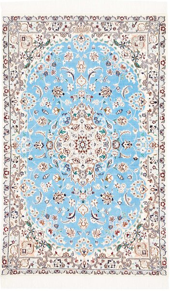 Tappeto Nain 6la Persia Medaglione Celeste Crema 77x125 Cm