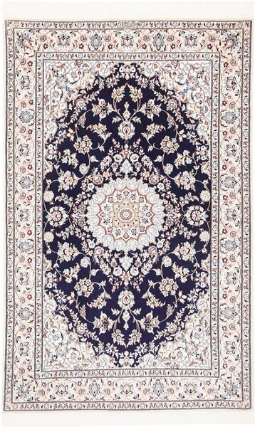 Tappeto Nain 6la Persia Medaglione Blu Notte Crema 102x164 Cm