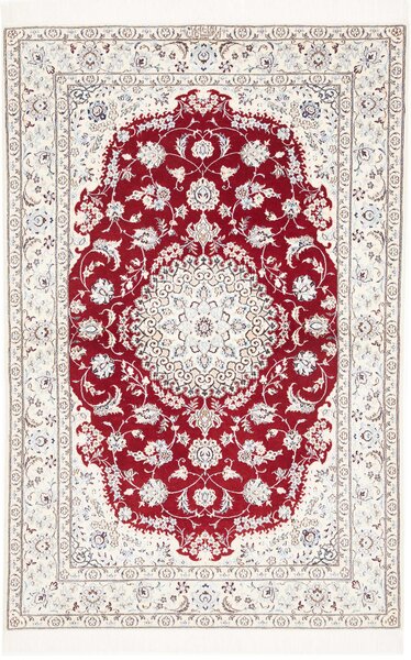 Tappeto Nain 6la Persia Medaglione Rosso Avorio 109x165 Cm