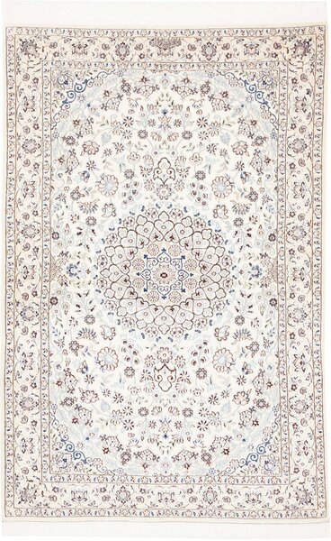 Tappeto Nain 6la Persia Medaglione Bianco Celeste 100x156 Cm