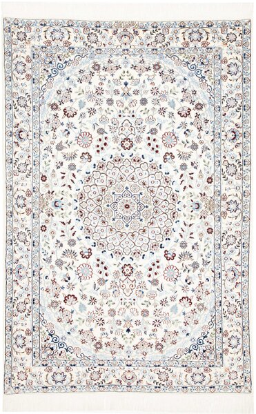 Tappeto Nain 6la Persia Medaglione Crema Azzurro 109x165 Cm
