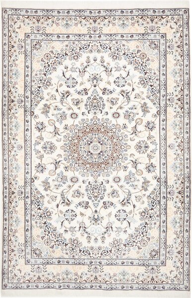 Tappeto Nain 9la Persia Medaglione Crema Azzurro 202x306 Cm