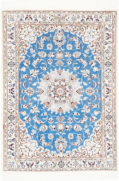 Tappeto Nain 6la Persia Medaglione Blu Cielo Crema 82x113 Cm