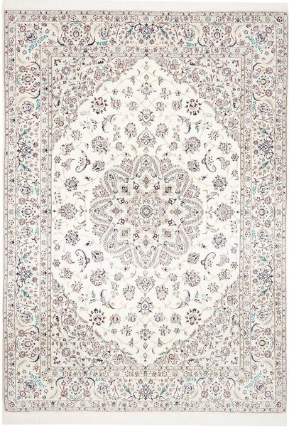 Tappeto Nain 9la Persia Medaglione Avorio Blu 253x360 Cm
