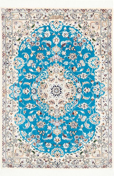 Tappeto Nain 6la Persia Medaglione Turchese Crema 83x121 Cm