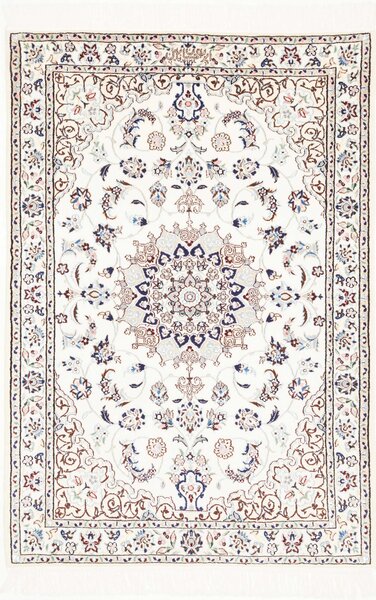 Tappeto Nain 6la Persia Medaglione Avorio Blu 82x120 Cm