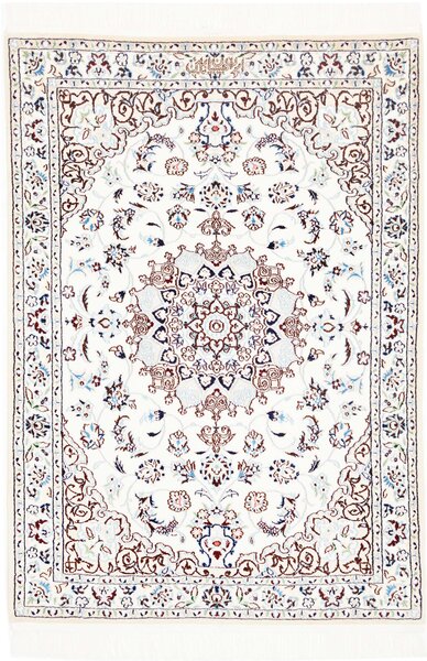 Tappeto Nain 6la Persia Medaglione Bianco Blu 86x123 Cm