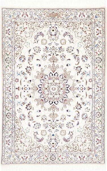 Tappeto Nain 6la Persia Medaglione Avorio Blu 83x127 Cm