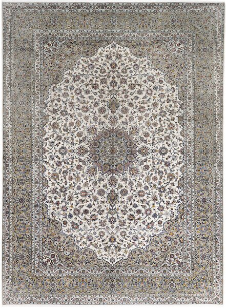 Tappeto Kashan Persia Medaglione Avorio Salvia 354x490 Cm