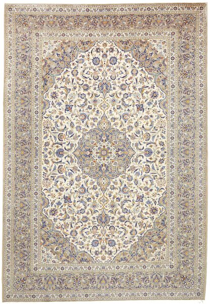 Tappeto Kashan Persia Medaglione Avorio Blu 252x367 Cm