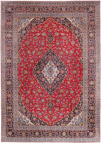 Tappeto Ardakan Persia Medaglione Rosso Blu Scuro 340x490 Cm