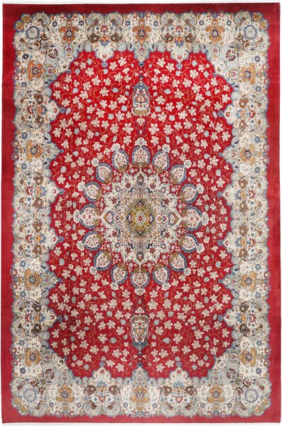 Tappeto Ardakan Persia Medaglione Rosso Crema 352x530 Cm