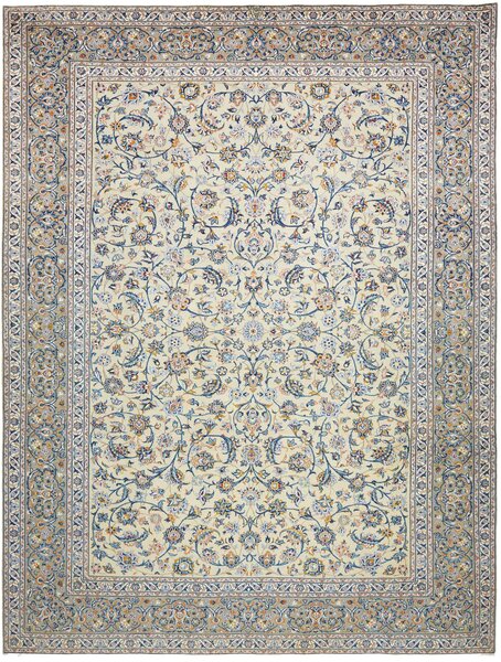 Tappeto Kashan Persia Floreale Avorio Blu Rosa 293x388 Cm