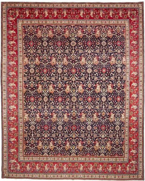 Tappeto Tabriz Persia Floreale Blu Rosso 300x387 Cm