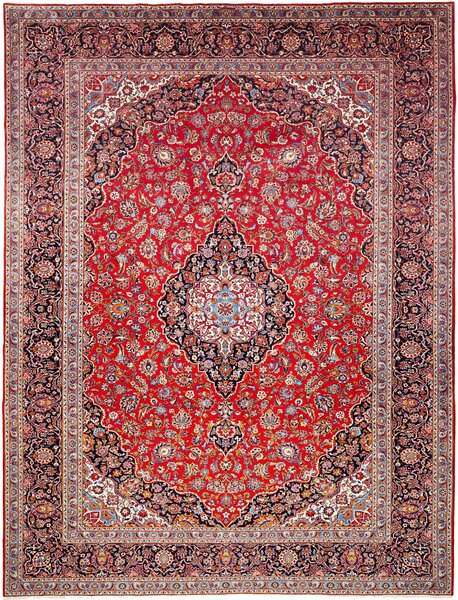 Tappeto Ardakan Persia Medaglione Rosso Blu 307x403 Cm