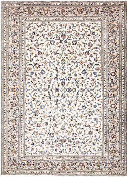 Tappeto Kashan Persia Floreale Avorio Blu 290x405 Cm