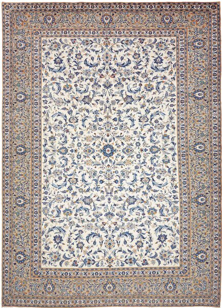 Tappeto Kashan Persia Astratto Avorio Blu 306x430 Cm