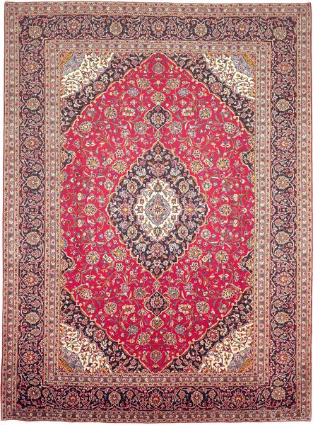 Tappeto Ardakan Persia Medaglione Rosso Blu Scuro 293x394 Cm