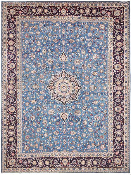 Tappeto Kashan Persia Medaglione Azzurro Indaco 296x395 Cm