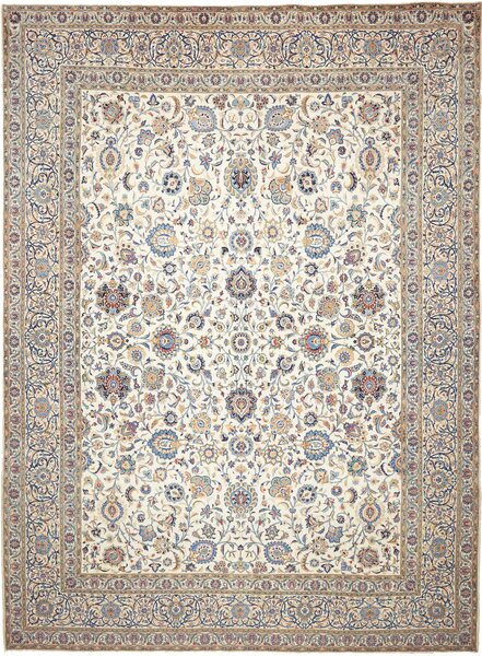 Tappeto Kashan Persia Medaglione Crema Blu 322x435 Cm