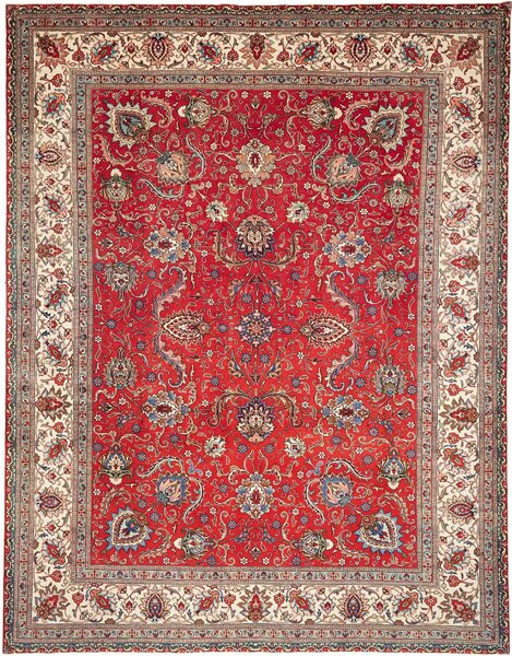 Tappeto Tabriz Persia Floreale Rosso Crema 300x385 Cm