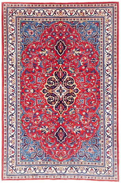 Tappeto Sarough Persia Medaglione Rosso Blu 105x160 Cm