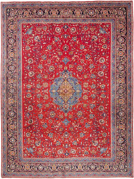Tappeto Sarough Persia Medaglione Rosso Blu 300x400 Cm