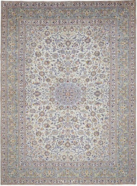 Tappeto Kashan Persia Medaglione Avorio Verde Acqua 300x410 Cm