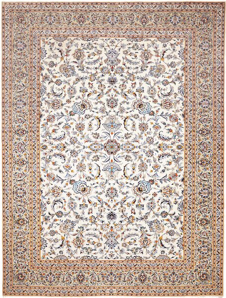 Tappeto Kashan Persia Floreale Avorio Blu 305x407 Cm